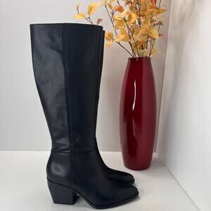 Naturalizer Fae Leather Knee High Boots Partial Side Zip Black Women's 8M